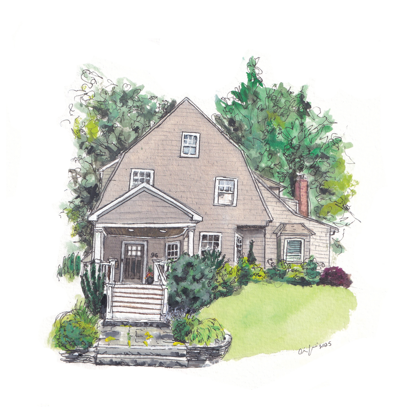 8x8in House Portrait