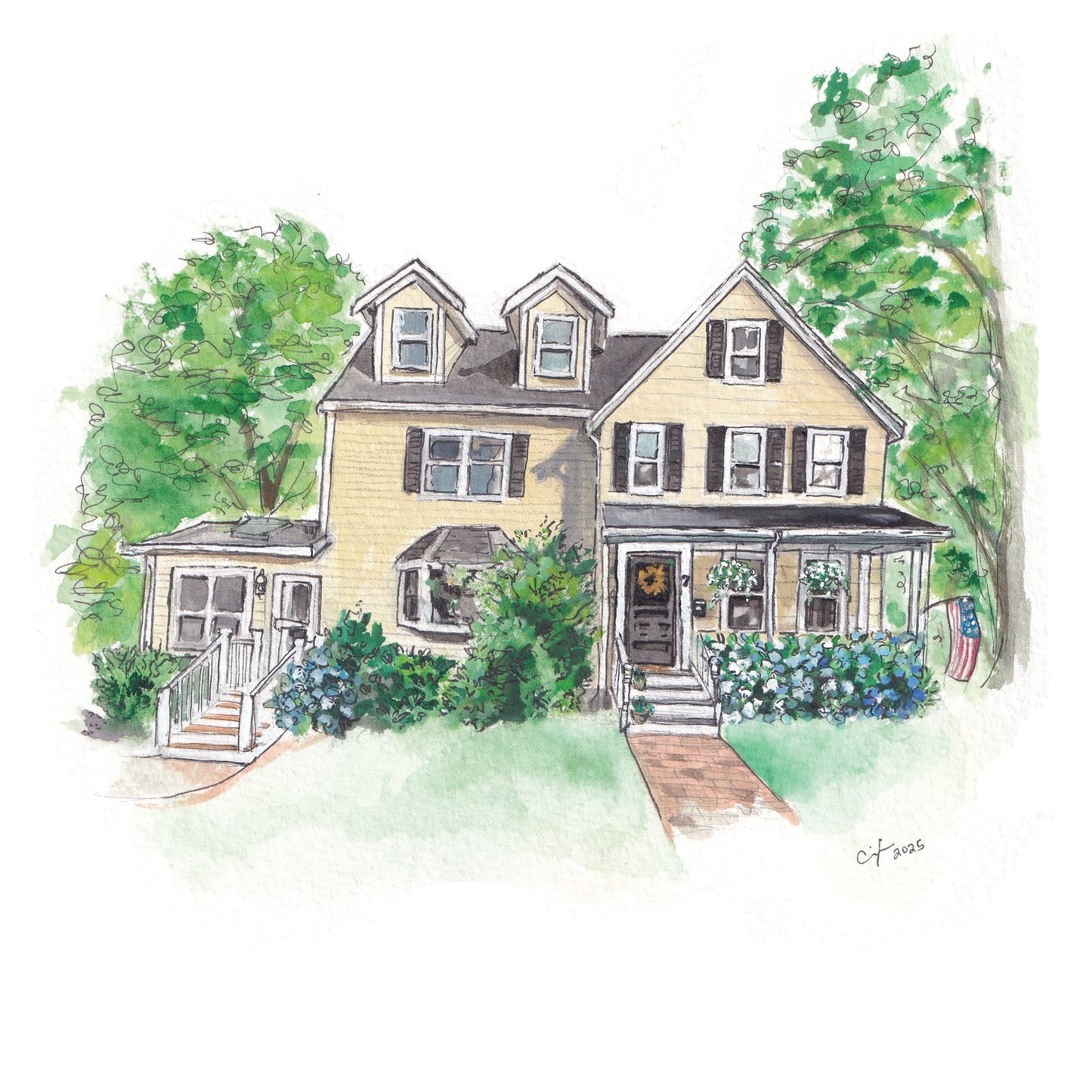 8x8in House Portrait