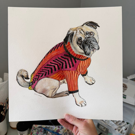 12x12in single pet portrait