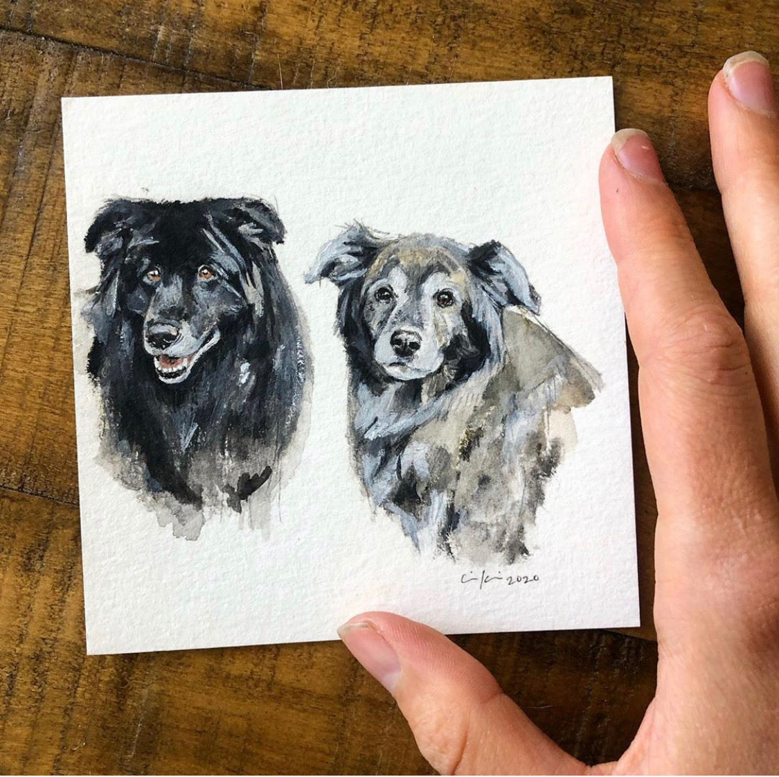 Two in One Pet Portrait 4x4in Mini