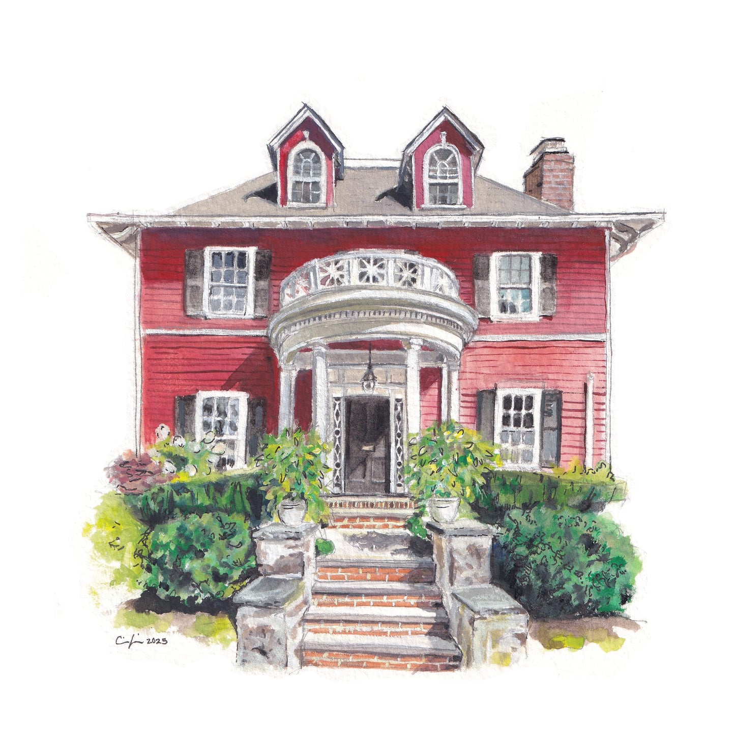 8x8in House Portrait